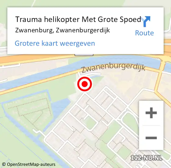 Locatie op kaart van de 112 melding: Trauma helikopter Met Grote Spoed Naar Zwanenburg, Zwanenburgerdijk op 3 juli 2022 13:28