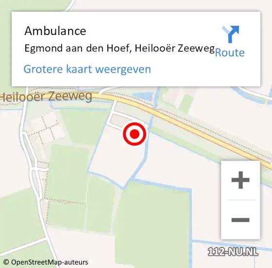 Locatie op kaart van de 112 melding: Ambulance Egmond aan den Hoef, Heilooër Zeeweg op 3 juli 2022 13:57
