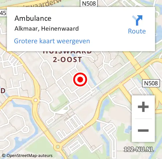 Locatie op kaart van de 112 melding: Ambulance Alkmaar, Heinenwaard op 3 juli 2022 13:59