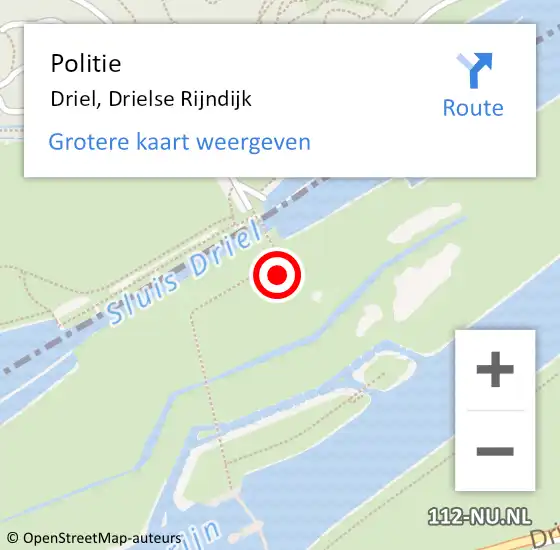 Locatie op kaart van de 112 melding: Politie Driel, Drielse Rijndijk op 3 juli 2022 14:27