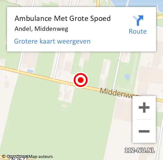 Locatie op kaart van de 112 melding: Ambulance Met Grote Spoed Naar Andel, Middenweg op 3 juli 2022 15:08