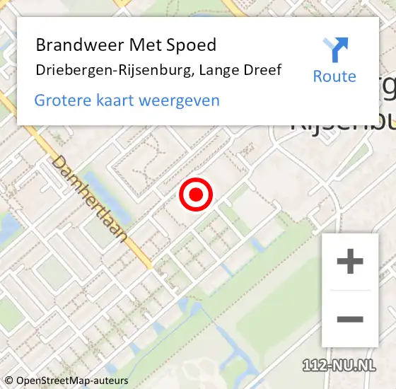 Locatie op kaart van de 112 melding: Brandweer Met Spoed Naar Driebergen-Rijsenburg, Lange Dreef op 3 juli 2022 15:12