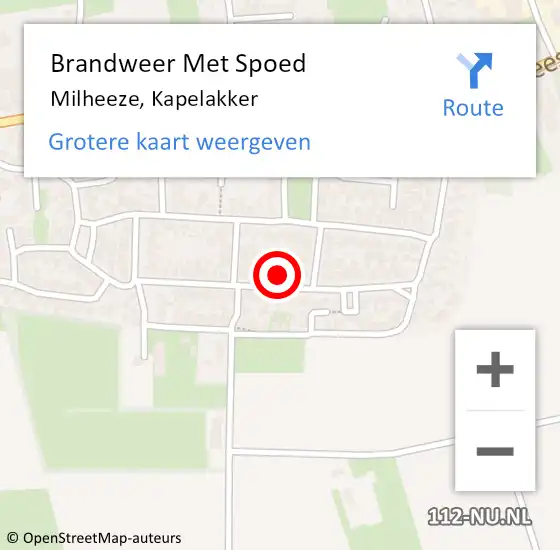 Locatie op kaart van de 112 melding: Brandweer Met Spoed Naar Milheeze, Kapelakker op 3 juli 2022 15:16