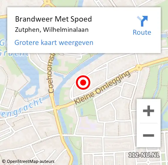 Locatie op kaart van de 112 melding: Brandweer Met Spoed Naar Zutphen, Wilhelminalaan op 3 juli 2022 16:07