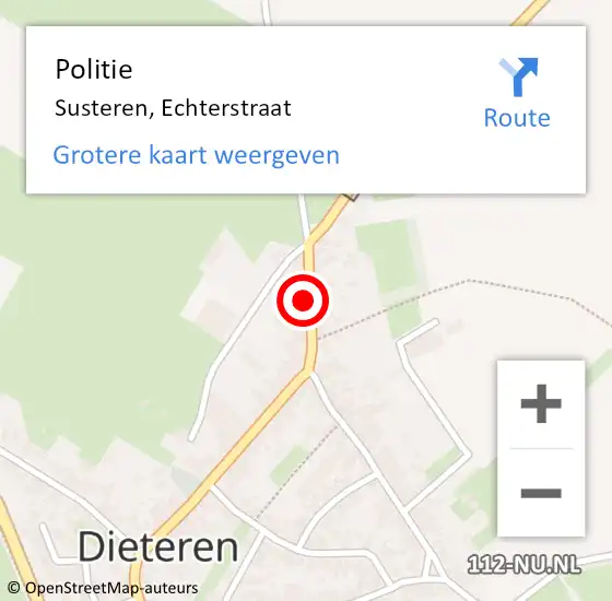 Locatie op kaart van de 112 melding: Politie Susteren, Echterstraat op 3 juli 2022 16:22