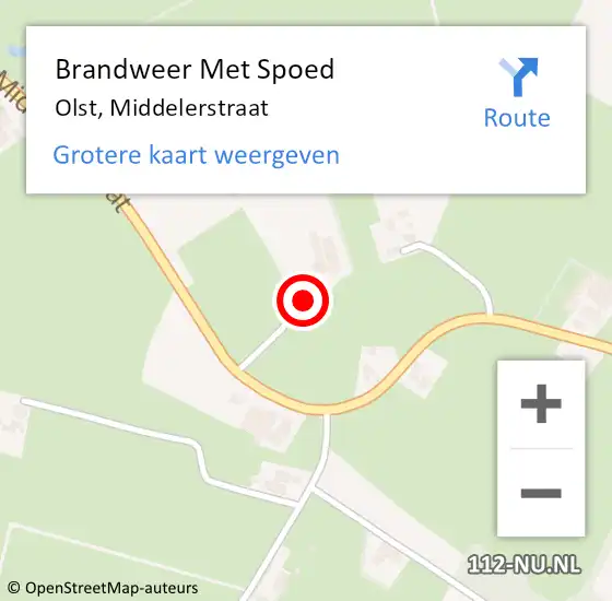 Locatie op kaart van de 112 melding: Brandweer Met Spoed Naar Olst, Middelerstraat op 3 juli 2022 16:24