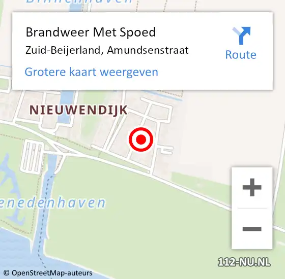 Locatie op kaart van de 112 melding: Brandweer Met Spoed Naar Zuid-Beijerland, Amundsenstraat op 3 juli 2022 16:26