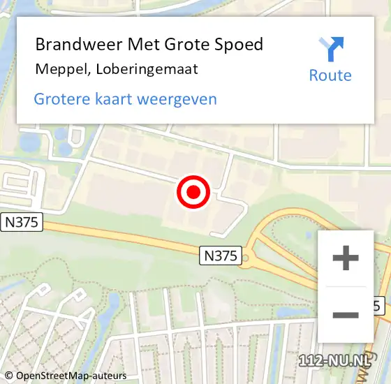 Locatie op kaart van de 112 melding: Brandweer Met Grote Spoed Naar Meppel, Loberingemaat op 3 juli 2022 16:28