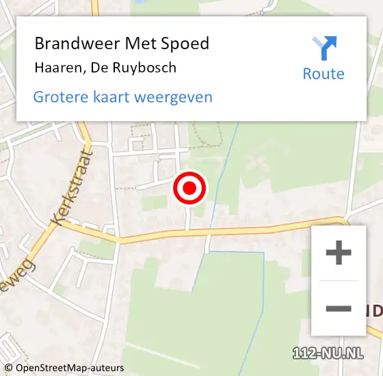 Locatie op kaart van de 112 melding: Brandweer Met Spoed Naar Haaren, De Ruybosch op 3 juli 2022 16:56