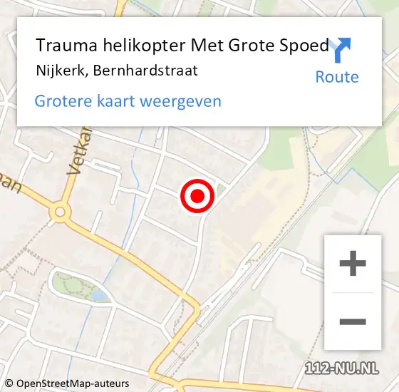 Locatie op kaart van de 112 melding: Trauma helikopter Met Grote Spoed Naar Nijkerk, Bernhardstraat op 3 juli 2022 17:16