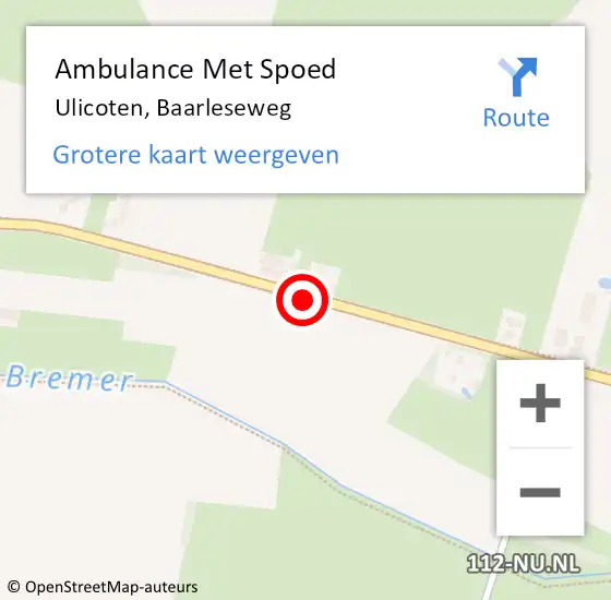 Locatie op kaart van de 112 melding: Ambulance Met Spoed Naar Ulicoten, Baarleseweg op 22 juli 2014 08:09