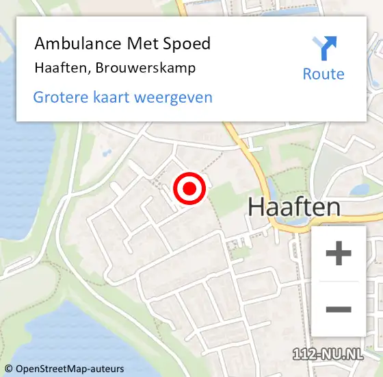 Locatie op kaart van de 112 melding: Ambulance Met Spoed Naar Haaften, Brouwerskamp op 3 juli 2022 17:34