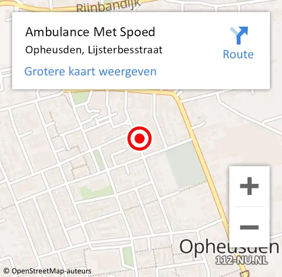 Locatie op kaart van de 112 melding: Ambulance Met Spoed Naar Opheusden, Lijsterbesstraat op 3 juli 2022 17:57