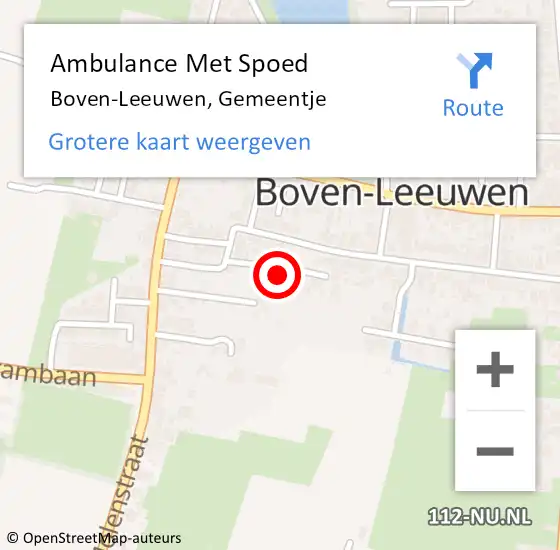 Locatie op kaart van de 112 melding: Ambulance Met Spoed Naar Boven-Leeuwen, Gemeentje op 3 juli 2022 18:10