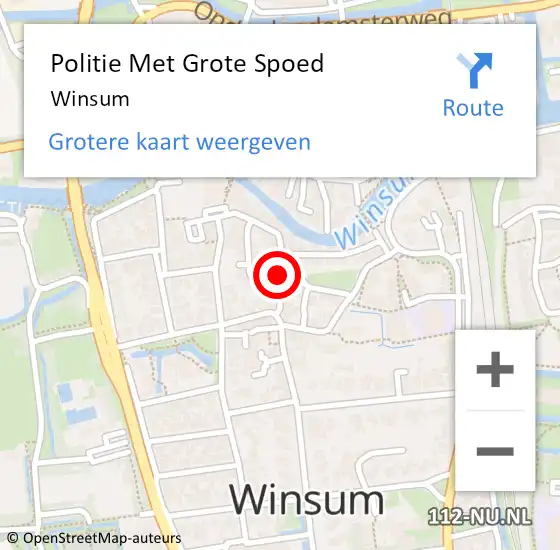 Locatie op kaart van de 112 melding: Politie Met Grote Spoed Naar Winsum op 3 juli 2022 18:37