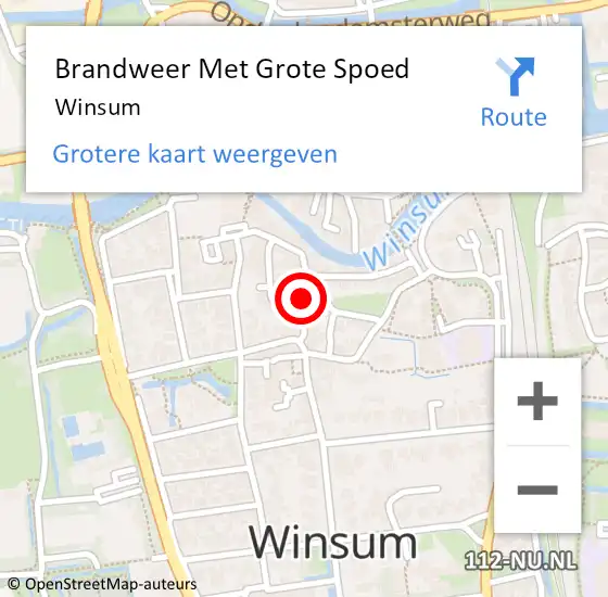 Locatie op kaart van de 112 melding: Brandweer Met Grote Spoed Naar Winsum op 3 juli 2022 18:37