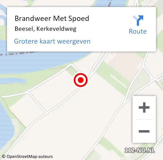 Locatie op kaart van de 112 melding: Brandweer Met Spoed Naar Beesel, Kerkeveldweg op 3 juli 2022 18:37