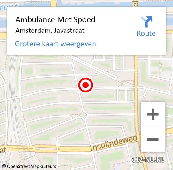 Locatie op kaart van de 112 melding: Ambulance Met Spoed Naar Amsterdam, Javastraat op 3 juli 2022 18:41