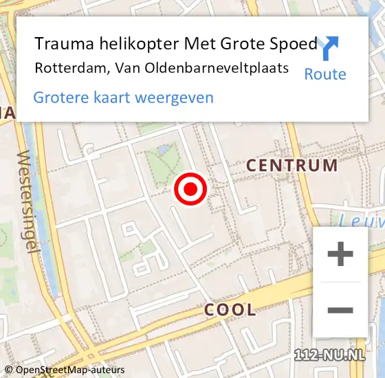 Locatie op kaart van de 112 melding: Trauma helikopter Met Grote Spoed Naar Rotterdam, Van Oldenbarneveltplaats op 3 juli 2022 18:47