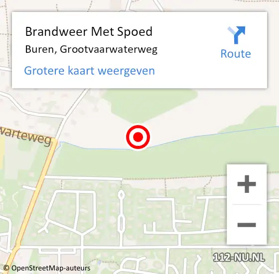 Locatie op kaart van de 112 melding: Brandweer Met Spoed Naar Buren, Grootvaarwaterweg op 3 juli 2022 19:02