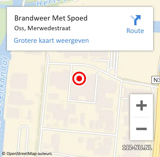 Locatie op kaart van de 112 melding: Brandweer Met Spoed Naar Oss, Merwedestraat op 3 juli 2022 19:09