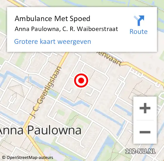 Locatie op kaart van de 112 melding: Ambulance Met Spoed Naar Anna Paulowna, C. R. Waiboerstraat op 3 juli 2022 19:11