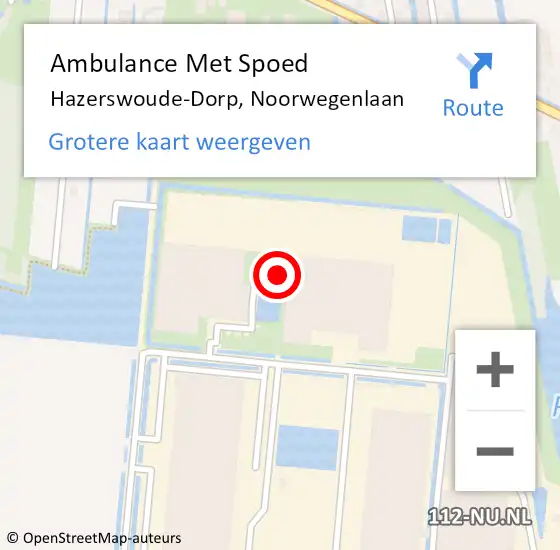 Locatie op kaart van de 112 melding: Ambulance Met Spoed Naar Hazerswoude-Dorp, Noorwegenlaan op 3 juli 2022 19:18