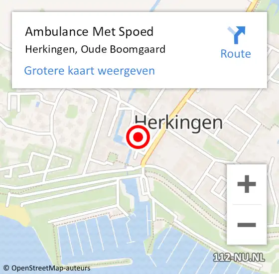 Locatie op kaart van de 112 melding: Ambulance Met Spoed Naar Herkingen, Oude Boomgaard op 3 juli 2022 19:34