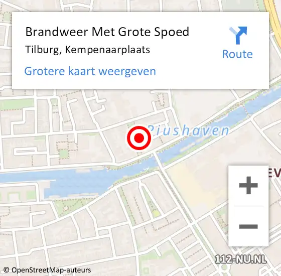 Locatie op kaart van de 112 melding: Brandweer Met Grote Spoed Naar Tilburg, Kempenaarplaats op 3 juli 2022 19:41