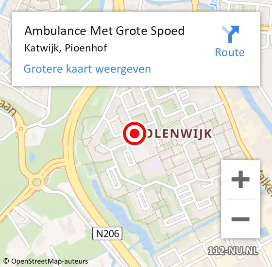 Locatie op kaart van de 112 melding: Ambulance Met Grote Spoed Naar Katwijk, Pioenhof op 3 juli 2022 19:58