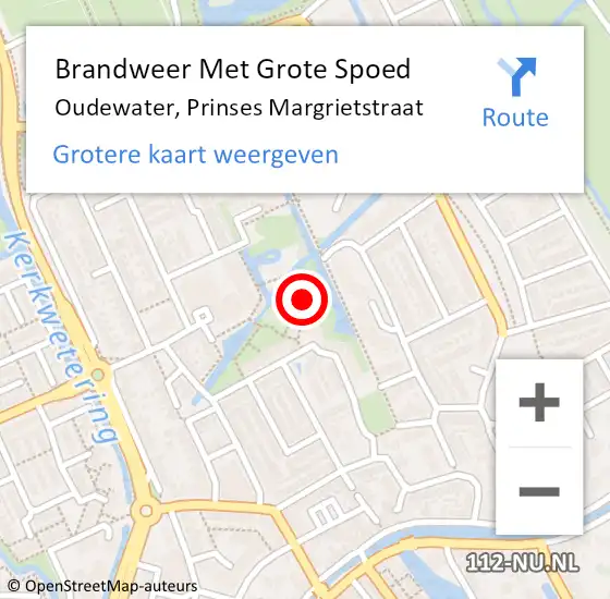 Locatie op kaart van de 112 melding: Brandweer Met Grote Spoed Naar Oudewater, Prinses Margrietstraat op 3 juli 2022 20:27