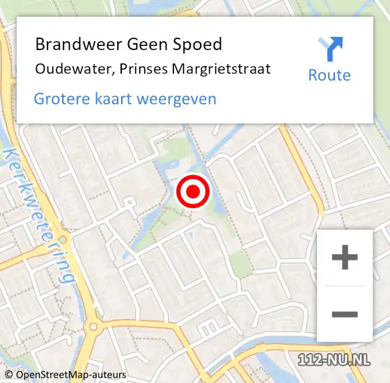 Locatie op kaart van de 112 melding: Brandweer Geen Spoed Naar Oudewater, Prinses Margrietstraat op 3 juli 2022 20:28