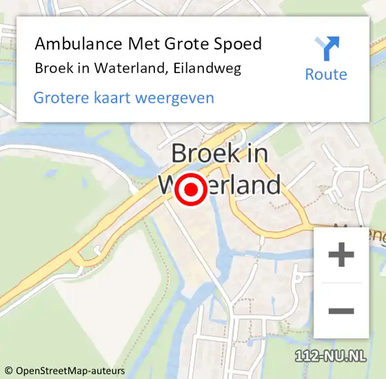 Locatie op kaart van de 112 melding: Ambulance Met Grote Spoed Naar Broek in Waterland, Eilandweg op 3 juli 2022 20:29