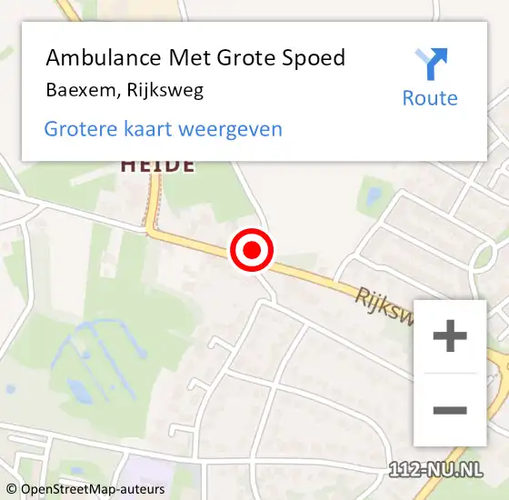 Locatie op kaart van de 112 melding: Ambulance Met Grote Spoed Naar Baexem, Rijksweg op 3 juli 2022 20:30