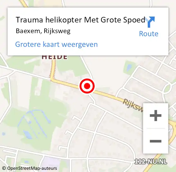 Locatie op kaart van de 112 melding: Trauma helikopter Met Grote Spoed Naar Baexem, Rijksweg op 3 juli 2022 20:31