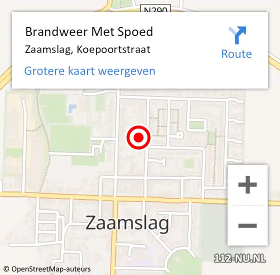 Locatie op kaart van de 112 melding: Brandweer Met Spoed Naar Zaamslag, Koepoortstraat op 3 juli 2022 21:14