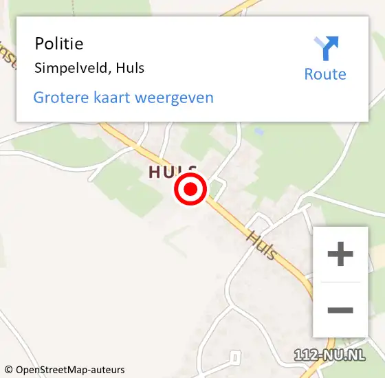 Locatie op kaart van de 112 melding: Politie Simpelveld, Huls op 3 juli 2022 21:22