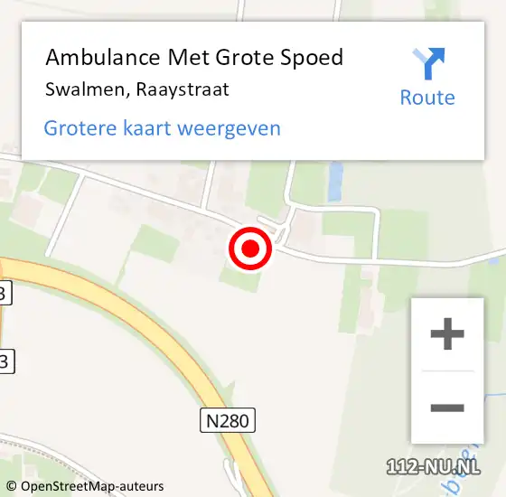 Locatie op kaart van de 112 melding: Ambulance Met Grote Spoed Naar Swalmen, Raaystraat op 3 juli 2022 21:37