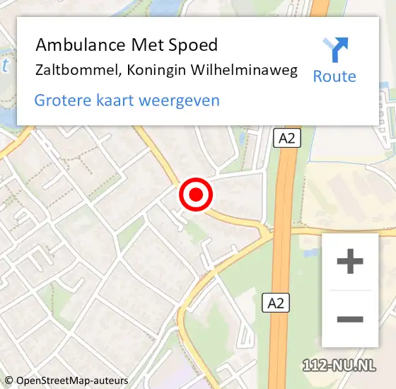 Locatie op kaart van de 112 melding: Ambulance Met Spoed Naar Zaltbommel, Koningin Wilhelminaweg op 3 juli 2022 21:47