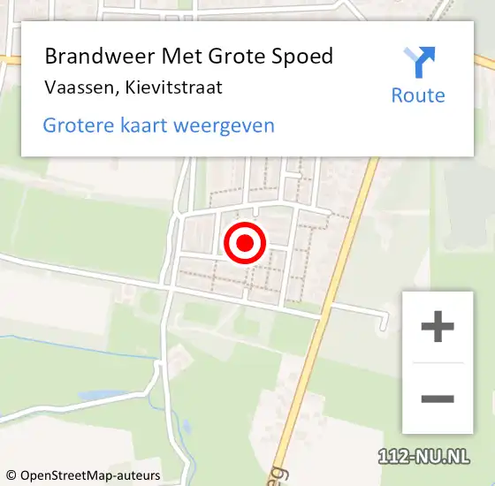Locatie op kaart van de 112 melding: Brandweer Met Grote Spoed Naar Vaassen, Kievitstraat op 3 juli 2022 22:10