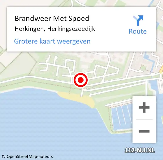 Locatie op kaart van de 112 melding: Brandweer Met Spoed Naar Herkingen, Herkingsezeedijk op 3 juli 2022 22:22