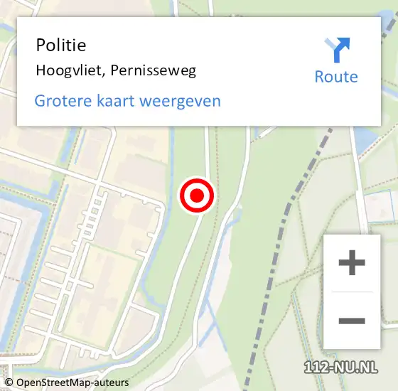 Locatie op kaart van de 112 melding: Politie Hoogvliet, Pernisseweg op 3 juli 2022 22:42