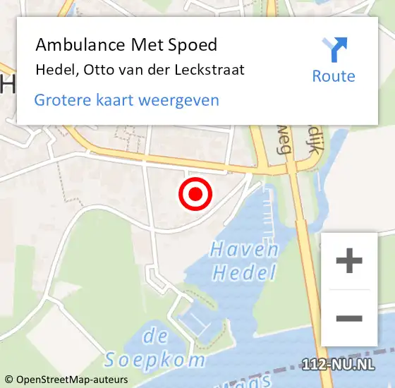 Locatie op kaart van de 112 melding: Ambulance Met Spoed Naar Hedel, Otto van der Leckstraat op 3 juli 2022 22:54