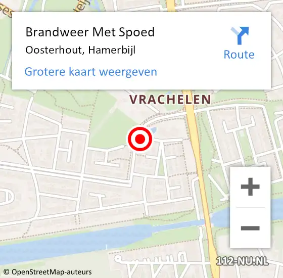 Locatie op kaart van de 112 melding: Brandweer Met Spoed Naar Oosterhout, Hamerbijl op 3 juli 2022 22:58