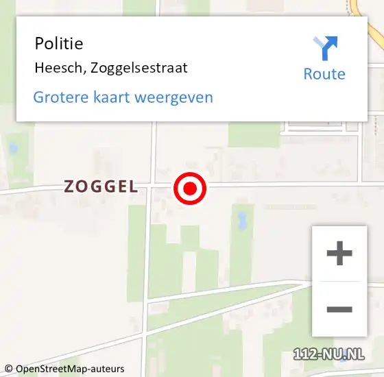 Locatie op kaart van de 112 melding: Politie Heesch, Zoggelsestraat op 3 juli 2022 23:06