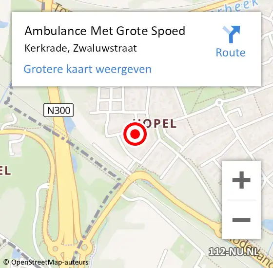 Locatie op kaart van de 112 melding: Ambulance Met Grote Spoed Naar Kerkrade, Zwaluwstraat op 3 juli 2022 23:18