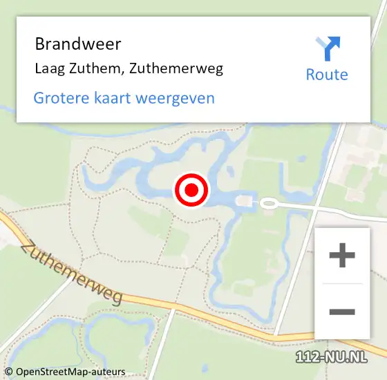 Locatie op kaart van de 112 melding: Brandweer Laag Zuthem, Zuthemerweg op 3 juli 2022 23:35