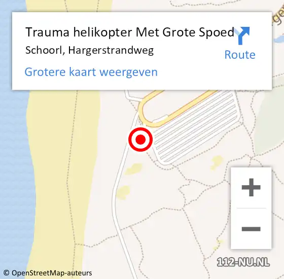 Locatie op kaart van de 112 melding: Trauma helikopter Met Grote Spoed Naar Schoorl, Hargerstrandweg op 3 juli 2022 23:43