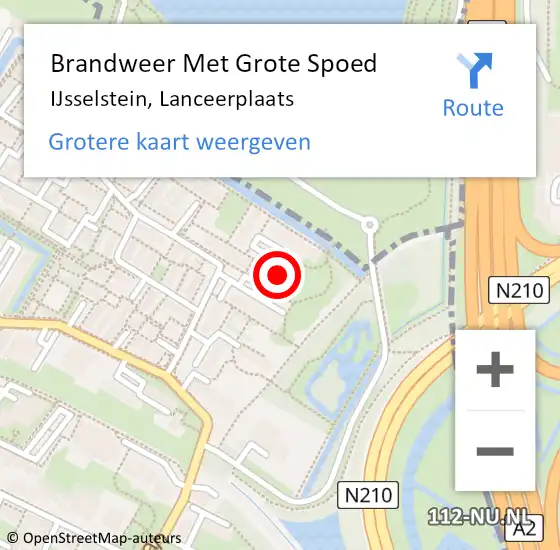 Locatie op kaart van de 112 melding: Brandweer Met Grote Spoed Naar IJsselstein, Lanceerplaats op 4 juli 2022 00:09