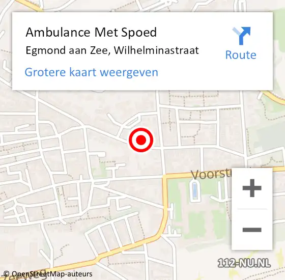 Locatie op kaart van de 112 melding: Ambulance Met Spoed Naar Egmond aan Zee, Wilhelminastraat op 22 juli 2014 08:40